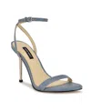 Nine West Women's Reina Almond Toe Stiletto Dress Sandals In Light Blue Denim