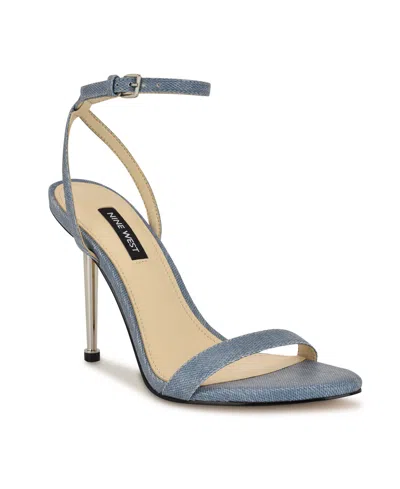 Nine West Women's Reina Almond Toe Stiletto Dress Sandals In Light Blue Denim