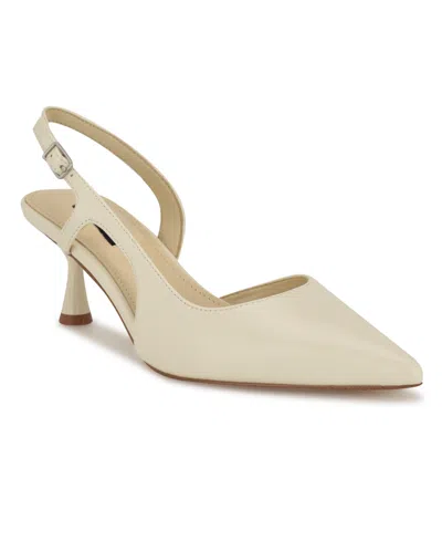 Nine West Women's Renela Kitten Heel Slingback Pumps In Cream