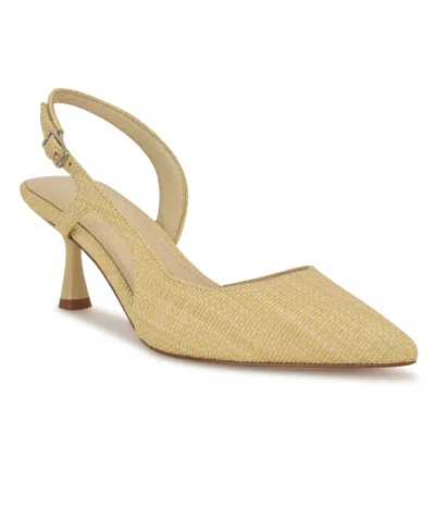 Nine West Women's Renela Kitten Heel Slingback Pumps In Light Natural