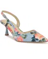 Nine West Renela Pointed Toe Slingback Pump In Pink,blue Summer Blooms Print Multi