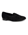 Nine West Renold Womens Block Heel Faux Suede Loafers In Black Velvet