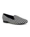 Nine West Women's Renold Round Toe Loafers In Black,white Houndstooth