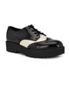 Nine West Resttin Wingtip Platform Derby In Black,cream Patent