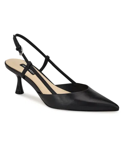Nine West Women's Rhonda Kitten Heel Slingback Pumps In Black