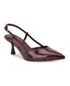 Nine West Rhonda Slingback Pointed Toe Kitten Heel Pump In Burgundy