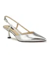 Nine West Rhonda 3 Womens Patent Pointed Toe Slingback Heels In Silver
