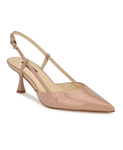 Nine West Women's Rhonda Tapered Heel Slingback Pumps In Light Natural Patent