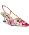 Nine West Wnrhonda2 Womens Floral Print Manmade Slingback Heels In Pink Tea Party Floral