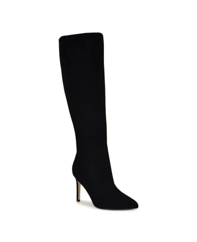 Nine West Women's Sirena Pointy Toe Knee High Boots In Black Suede