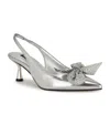 Nine West Wnrills Womens Bow Manmade Slingback Heels In Silver