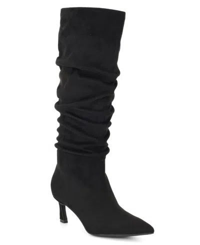 NINE WEST WOMEN'S RIYAA TALL SLOUCH KITTEN HEEL DRESS BOOTS