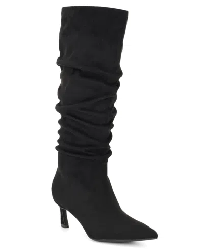 Nine West Women's Riyaa Wide-calf Slouch Tall Dress Boots In Black