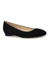 Nine West Women's Robbe Round Toe Slip On Dress Flats In Black Suede
