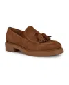 Nine West Women's Roker Slip-on Round Toe Casual Loafers In Cognac Suede