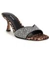 Nine West Women's Rokke Slip-on Tapered Heel Sandals In Black Satin
