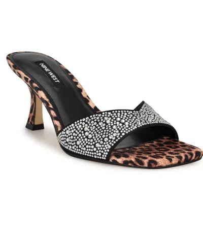 NINE WEST WOMEN'S ROKKE SLIP-ON TAPERED HEEL SANDALS