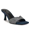 Nine West Women's Rokke Slip-on Tapered Heel Sandals In Dark Blue Denim