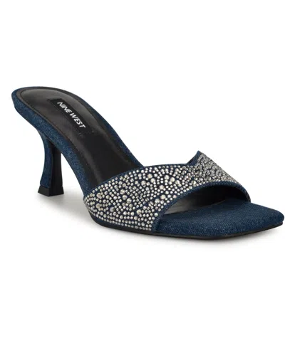 NINE WEST WOMEN'S ROKKE SLIP-ON TAPERED HEEL SANDALS