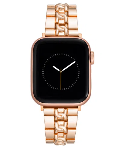Nine West Women's Rose Gold-tone Alloy Metal Chain Center Link Bracelet Designed For Apple Watch 42mm (series