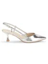 Nine West Rhonda 3 Womens Patent Pointed Toe Slingback Heels In Silver