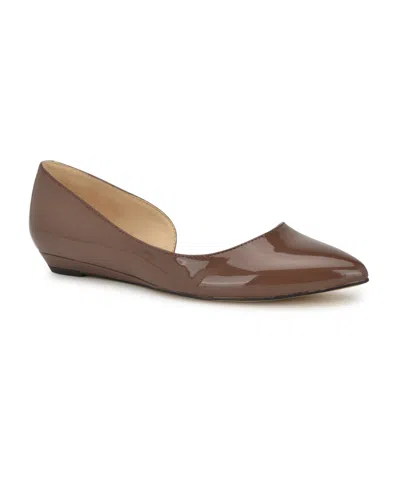 Nine West Women's Saige D'orsay Pointy Toe Slip-on Flats In Medium Brown