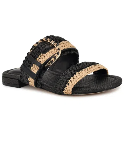 Nine West Sameey Two-strap Sandal In Black,natural