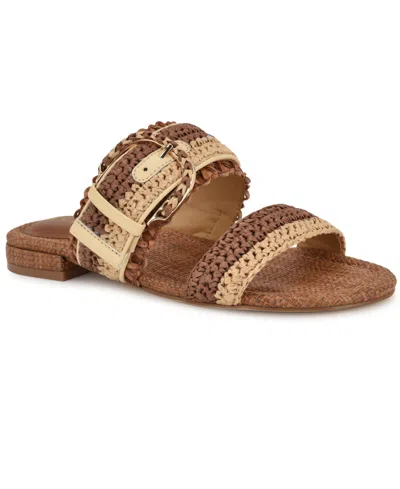 Nine West Sameey Two-strap Sandal In Brown,natural
