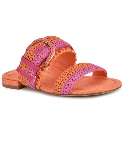 Nine West Sameey Two-strap Sandal In Orange,pink