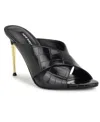 Nine West Sancie Croc Embossed Stiletto Sandal In Black