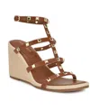 Nine West Sardis Strappy Wedge Sandal In Cognac