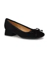 Nine West Saruh Womens Bow Leather Pumps In Black Suede