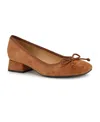 Nine West Women's Saruh Square Toe Slip-on Dress Pumps In Cognac Suede