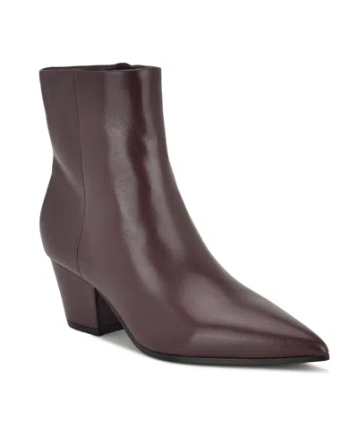 NINE WEST WOMEN'S SAVIE LEATHER BLOCK HEEL BOOTIES