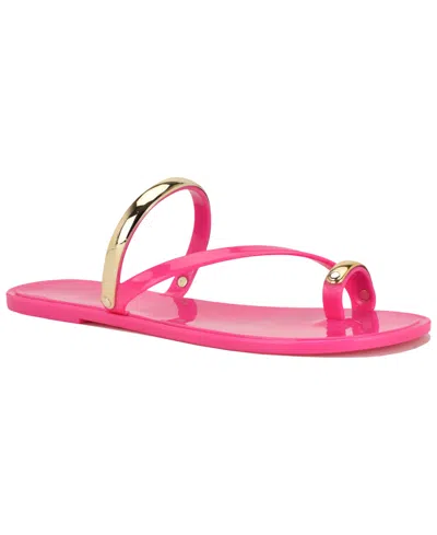 Nine West Women's Seashell Toe Ring Slip-on Flat Sandals In Pink