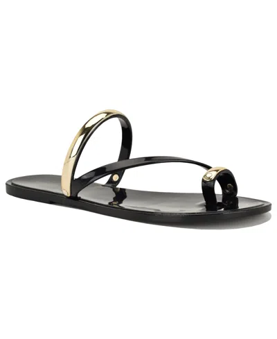 NINE WEST WOMEN'S SEASHELL TOE RING SLIP-ON FLAT SANDALS