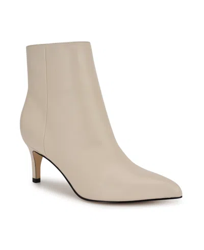 Nine West Women's Sheeba Pointy Toe Stiletto Heel Dress Booties In Cream Leather