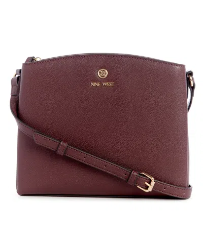 Nine West Siera Triple Compartment Crossbody Bag - Micro Pebble Leather, Adjustable Strap, Interior Pockets