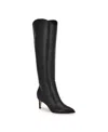 Nine West Sirena Womens Zipper Leather Knee-high Boots In Black Leather