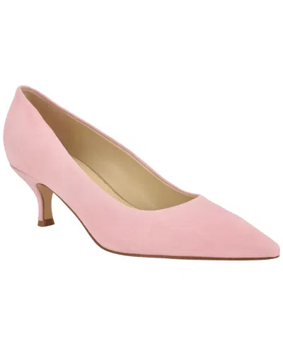 Nine West Siskp Pointed Toe Kitten Heel Pump In Pink