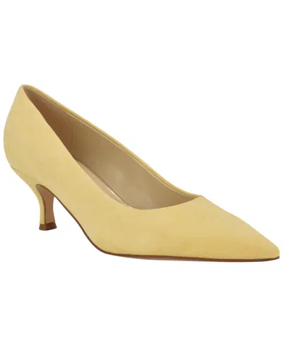 Nine West Siskp Pointed Toe Kitten Heel Pump In Yellow