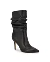 Nine West Slouch Pointed Toe Bootie In Black Leather
