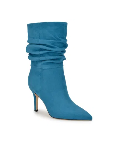 Nine West Women's Slouch Pointy Toe Stiletto Heel Dress Booties In Blue