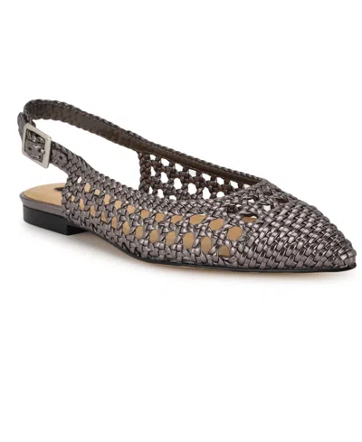 Nine West Women's Soel Woven Slingback Dress Flats In Pewter