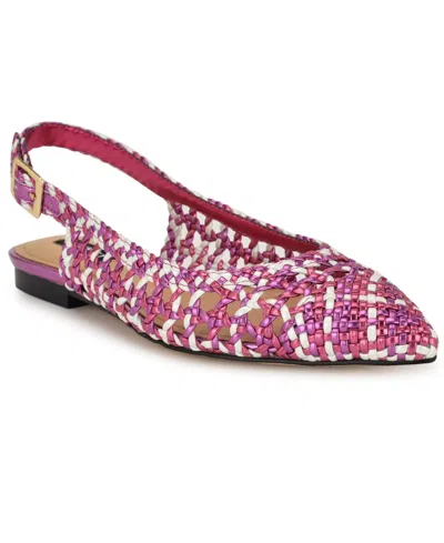 Nine West Women's Soel Pointy Toe Slingback Dress Flats In Pink Metallic Multi