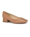 Nine West Sophe Womens Patent Trim Faux Leather Loafer Heels In Medium Natural