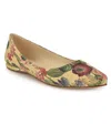 Nine West Women's Speakup Almond Toe Slip-on Flats In Floral Raffia