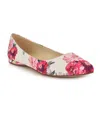 Nine West Women's Speakup Almond Toe Slip-on Flats In Pink Tea Party Floral