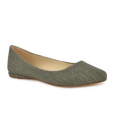 Nine West Women's Speakup Almond Toe Slip-on Flats In Dark Olive