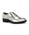 Shop Nine West Women's Studey Round Toe Lace-up Casual Loafers In Silver Mirror Metallic